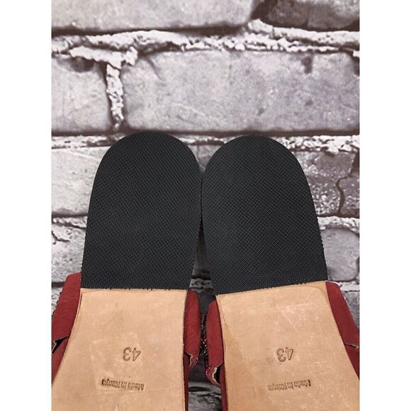 RoHo Red Suede Leather Slip On Beaded Strap Mules Shoes Women’s Sz 43EU/12M US - Picture 9 of 16